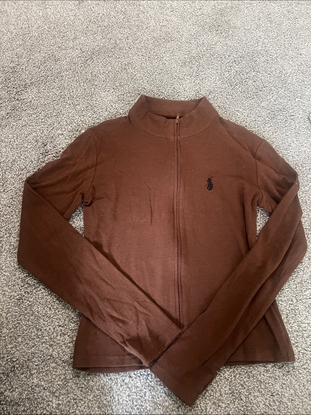 UnbrandedBrown Zip-Front Polo Sweater